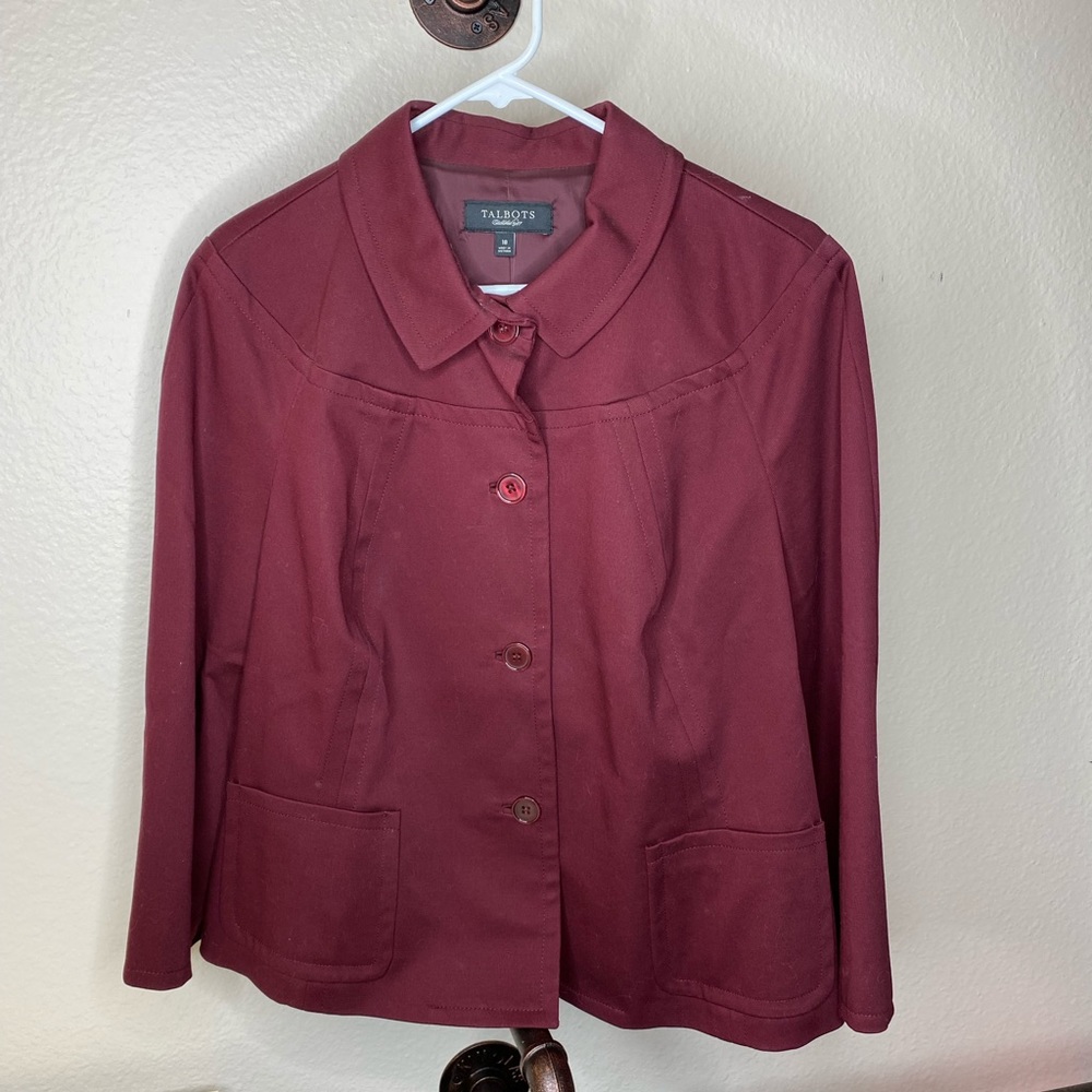 Talbots 3/4 Sleeve Lined Jacket - Maroon size 18